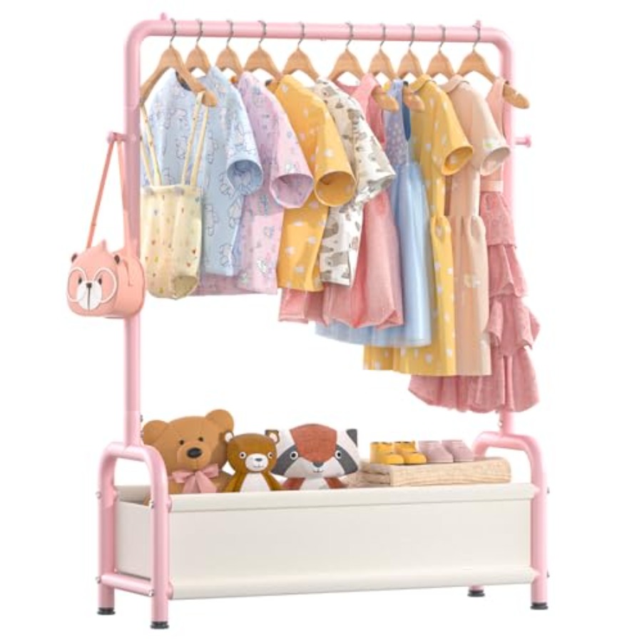 Baby Clothing Hanging Rack - Clothing Rack with Storage Shelf Dress
