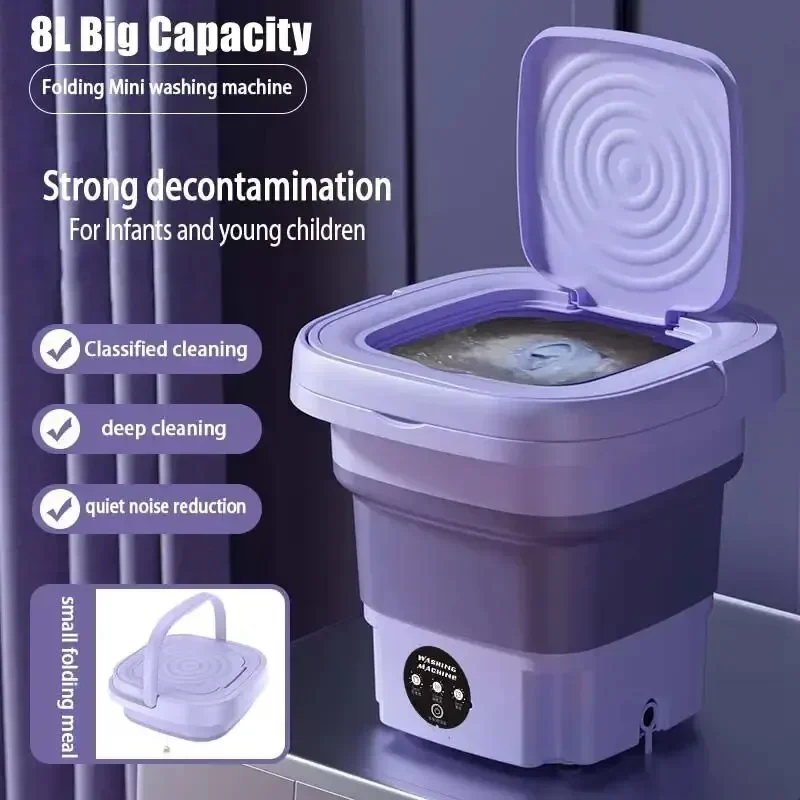 Baby Clothing Washing Machine - 8L Foldable Washing Machine with Spin
