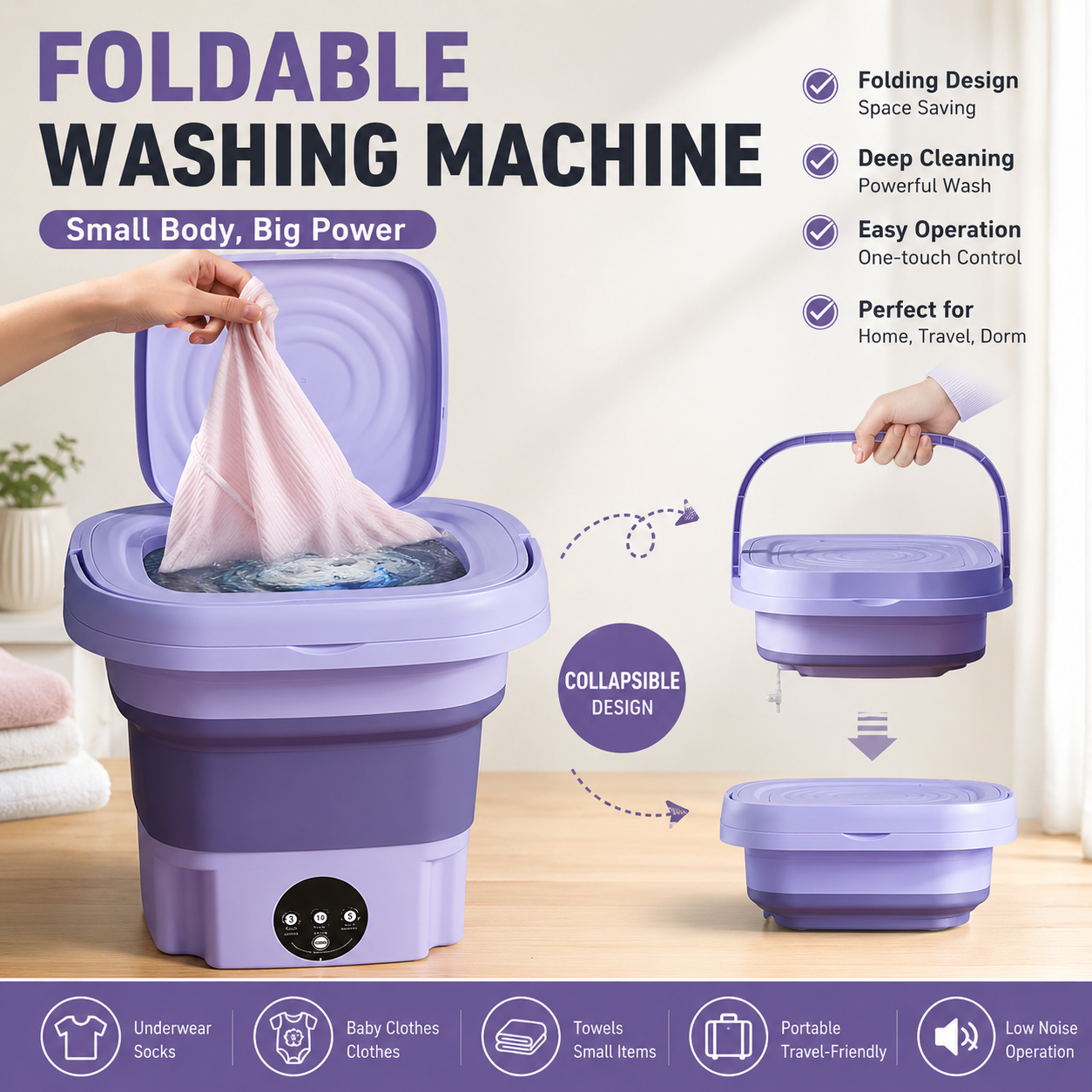 Baby Clothing Washing Machine - Portable Folding Mini Washing Machine Bucket